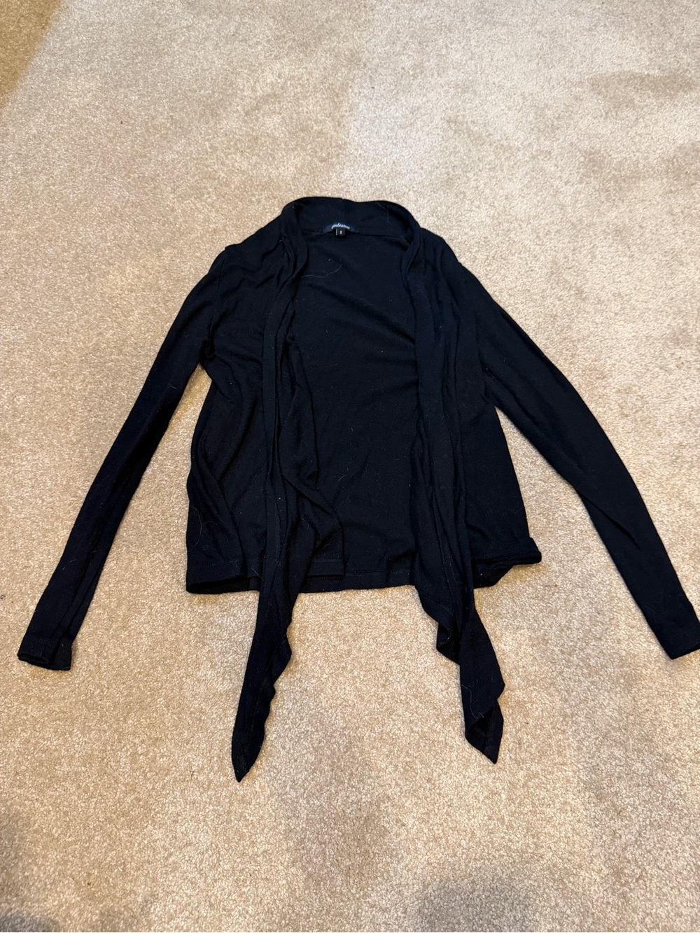 Ambiance Black Open-Front Draped Cardigan Size Small